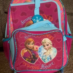 Disney frozen backpack with lunch box and folder! Brand new with tags